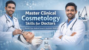 Indian doctors demonstrating skills in clinical cosmetology including dermal fillers, skin rejuvenation, and aesthetic treatments